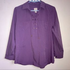 CHICO’S 1P purple tie up blouse purple soft